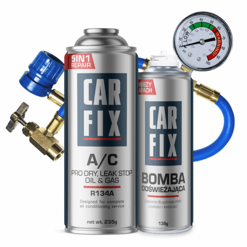 CarFix 5in1 AC Gas Refill R134a + Gauge Hose + Refreshing Bomb
