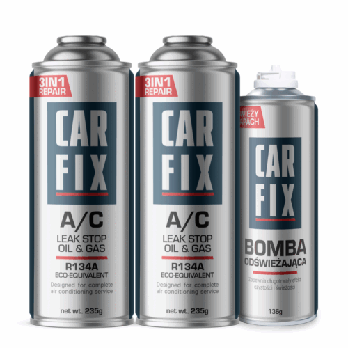 CarFix 3in1 2x AC Gas Refill R134a + Refreshing Bomb