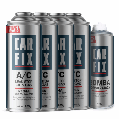 CarFix 3in1 4x AC Gas Refill R134a + Refreshing Bomb