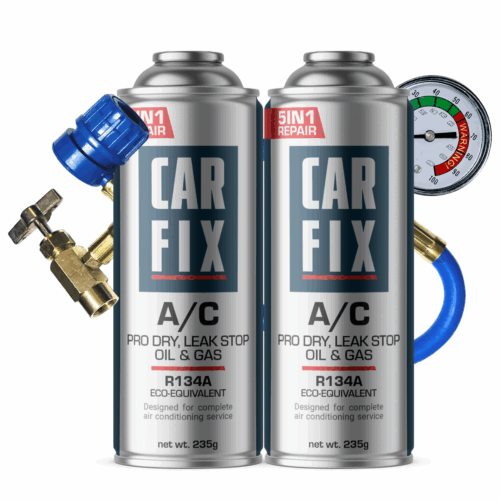 CarFix 5in1 2x AC Gas Refill R134a + Gauge Hose