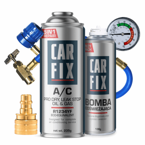 CarFix 5in1 AC Gas Refill Gas R1234yf + Gauge Hose + YF Adapter + Refreshing Bomb