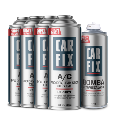 CarFix 5w1 4x Gaz Do Nabijania Klimatyzacji R1234yf + Bomba Odświeżająca